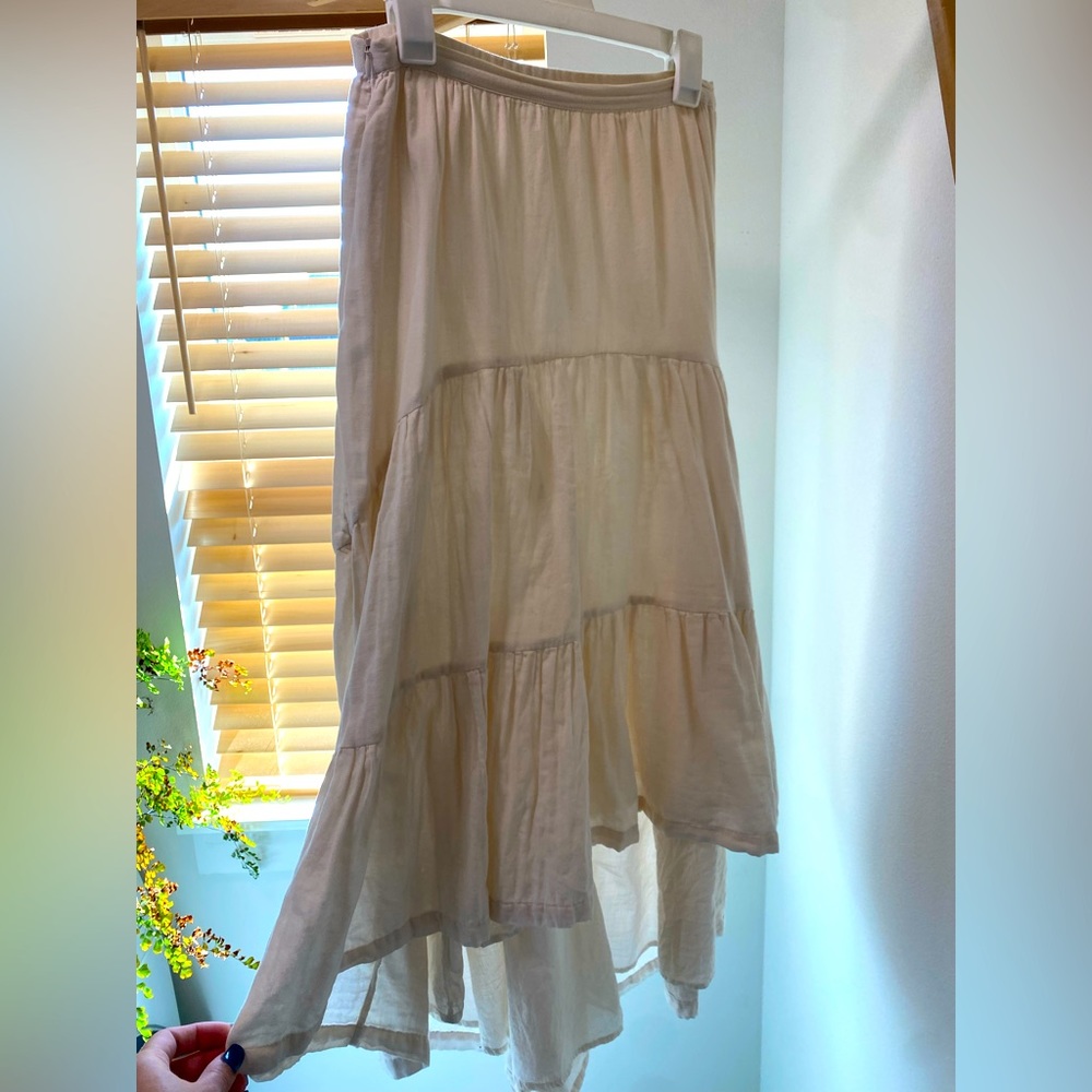 Organic cotton high low tiered skirt